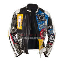 Philipp Plein Multicolor Studded Leather Jacket