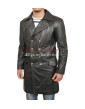 70s Style Slim Fit Long Leather Coat