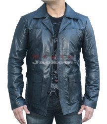 Fight Club Brad Pitt Black Movie Leather Coat