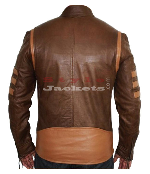 X - Men Origins Wolverine Brown Movie Leather Jacket