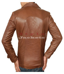 70's Style Collar Vintage Leather Jacket