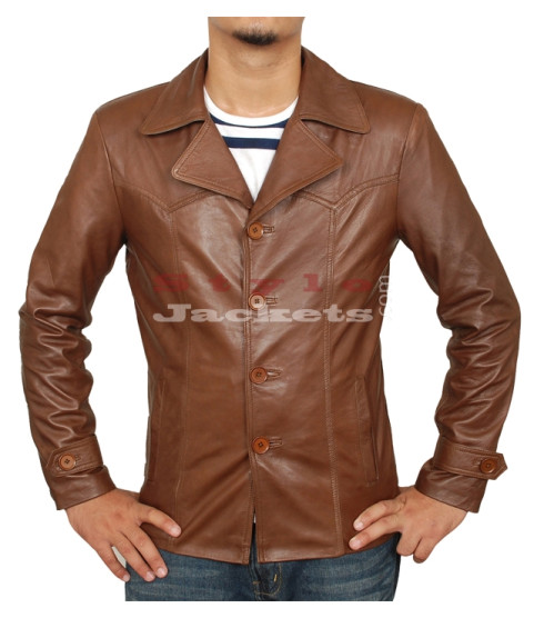 70's Style Collar Vintage Leather Jacket
