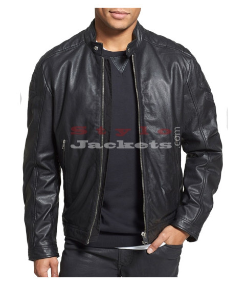 Black Leather Slim Fit Moto Biker's Jacket