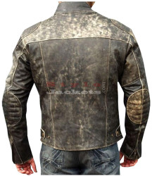 Men's Antique Vintage Black Distressed Retro Biker Leather Jacket