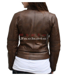 Dark Angel Women Leather Jacket Brown