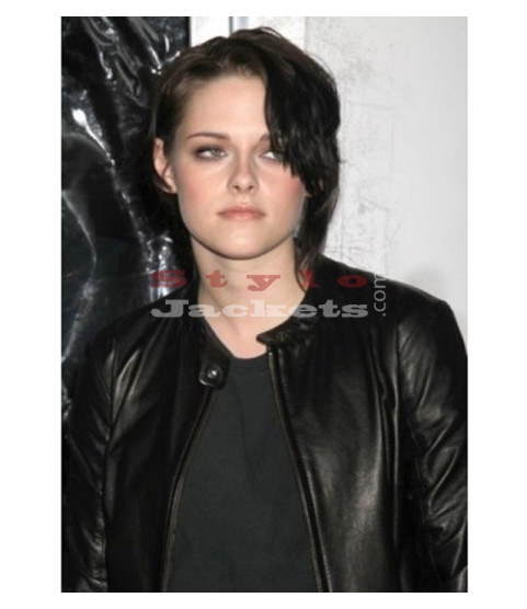 Kristen Stewart Celebrity Style Slim Fit Black Leather Jacket