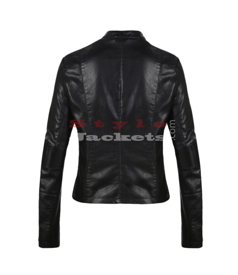 Fashion Slim Fit Motorcycle Ladies Leather Jacket