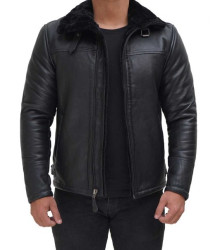 Mitchel Mens Black Leather B3 Bomber Jacket