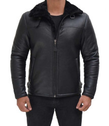 Mitchel Mens Black Leather B3 Bomber Jacket