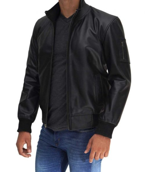 Clark Men's Black Bomber Leather Jacket