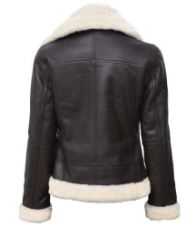 Frances Women's Brown B3 Bomber Shearling Leather Jacket