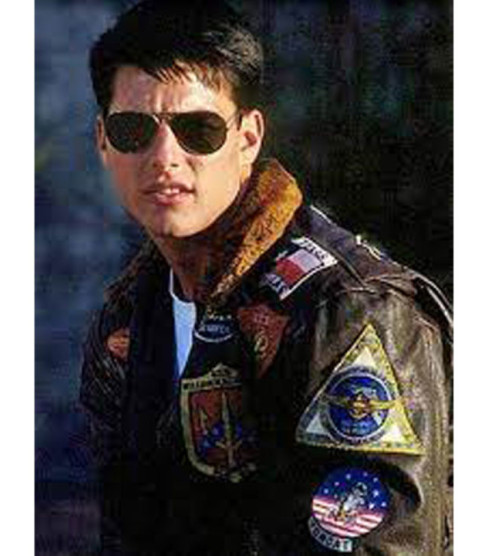 Top Gun Tom Cruise Brown Leather Jacket with Removable Fur